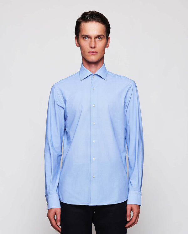Camisa vestir técnica TAILORED FIT lisa azul