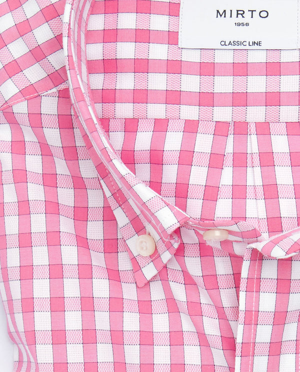 Camisa casual de algodón cuadros rosa by MIRTO