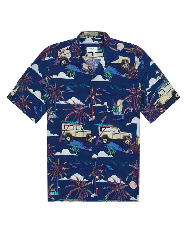 Camisa Hawaiana estampada azul