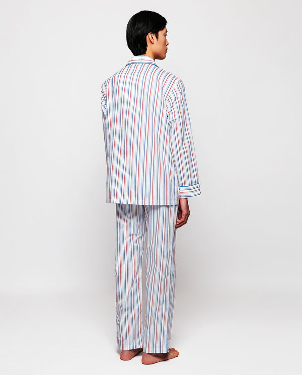 Pijama largo de algodón rayas azul y rojo by MIRTO