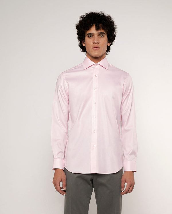 Camisa vestir microdibujo rosa