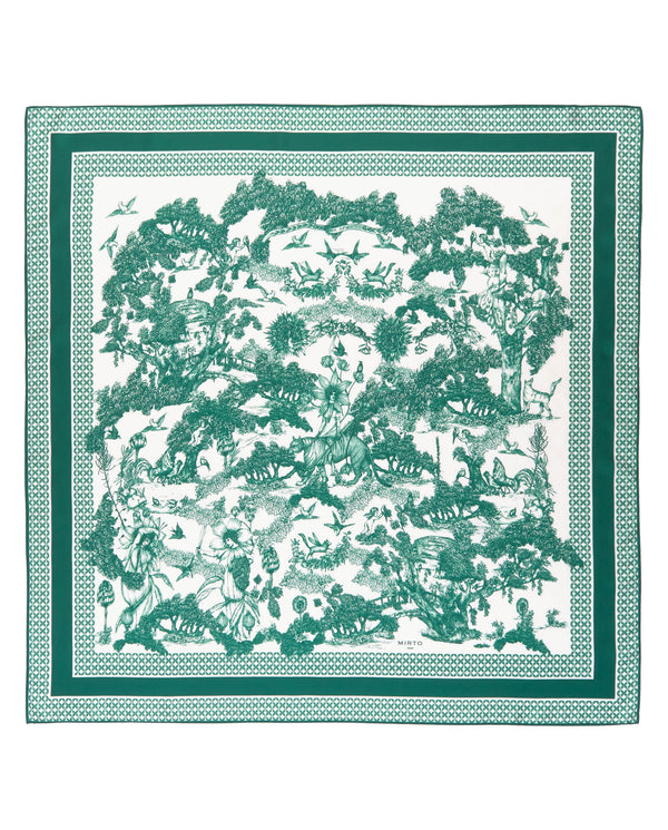 Pauelo verde de seda toile de jouy by MIRTO