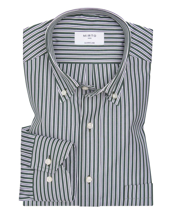 Camisa casual de algodón rayas verdes by MIRTO