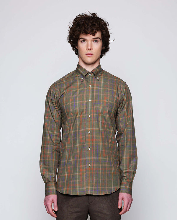 Camisa casual de algodón cuadros verdes by MIRTO