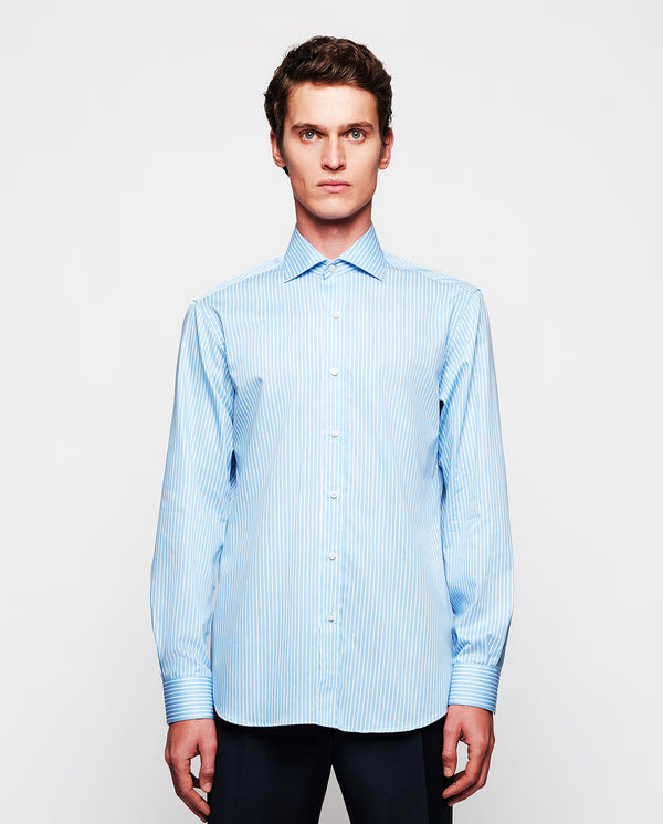 Camisa vestir de algodón rayas azules by MIRTO