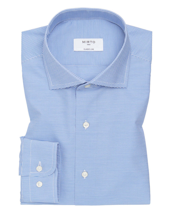 Camisa vestir de algodón micro-rayas azul by MIRTO