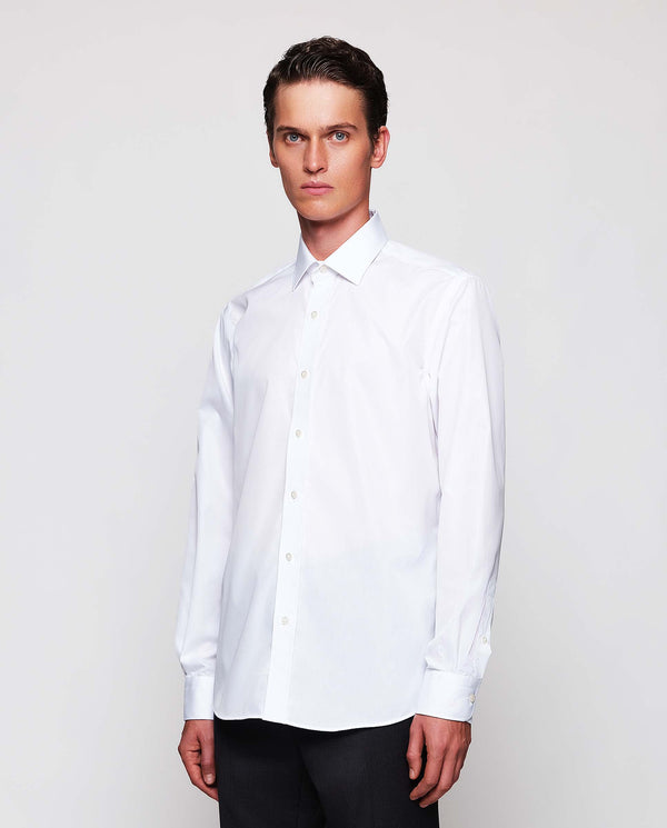 Camisa lisa semi-entallada travelshirt blanco