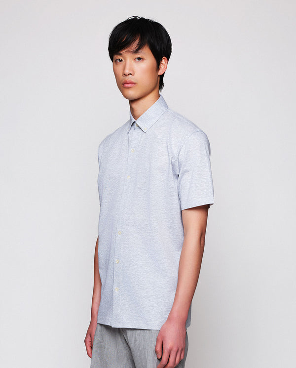 Camisa de punto manga corta de algodón y lino gris