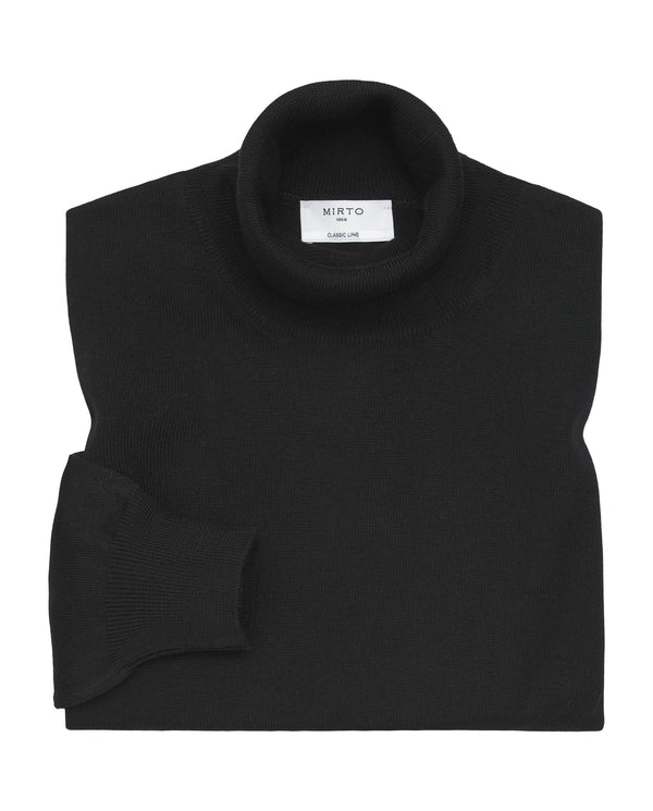 Jersey negro de lana merino (cuello alto) by MIRTO