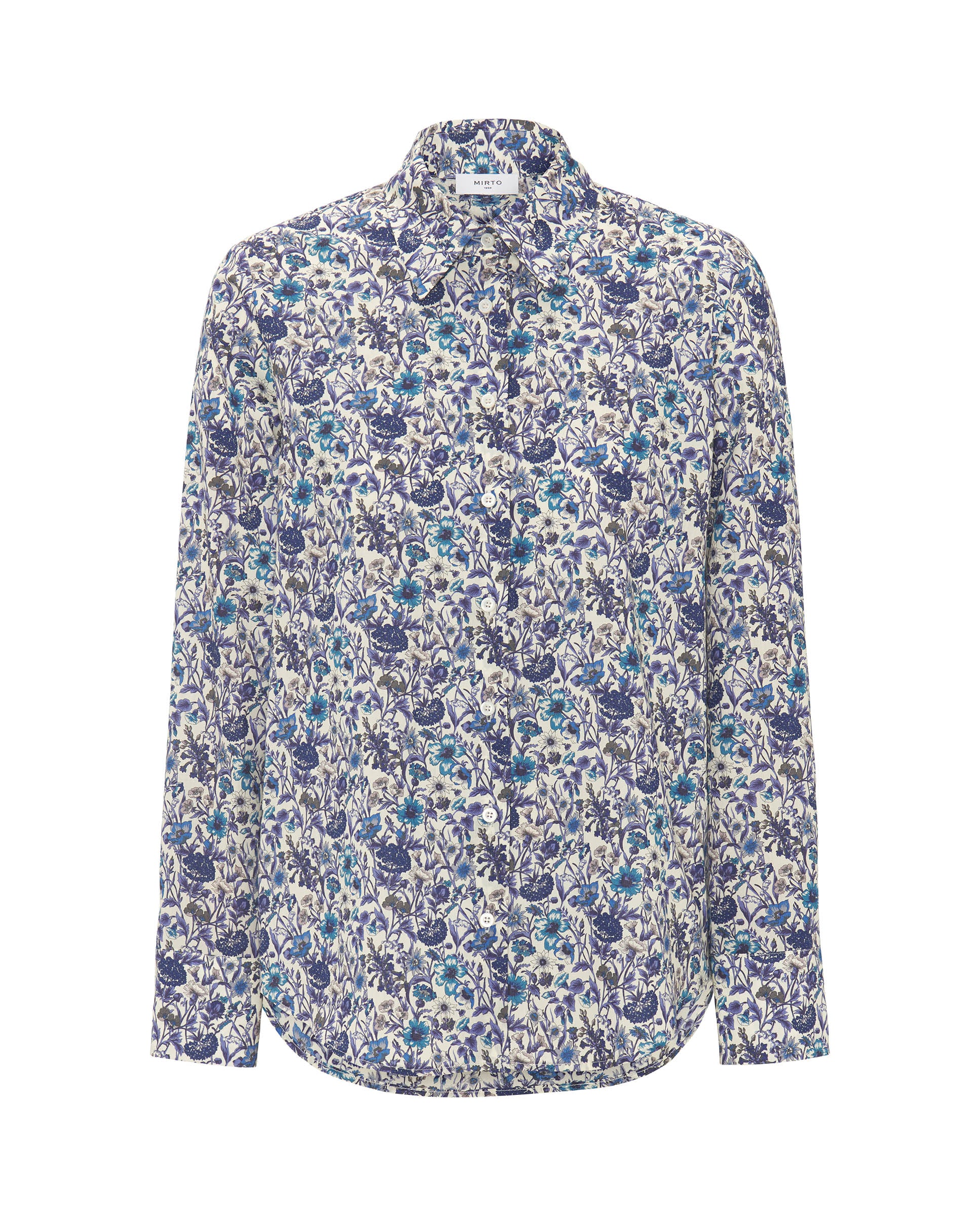 Blue floral print cotton shirt by MIRTO