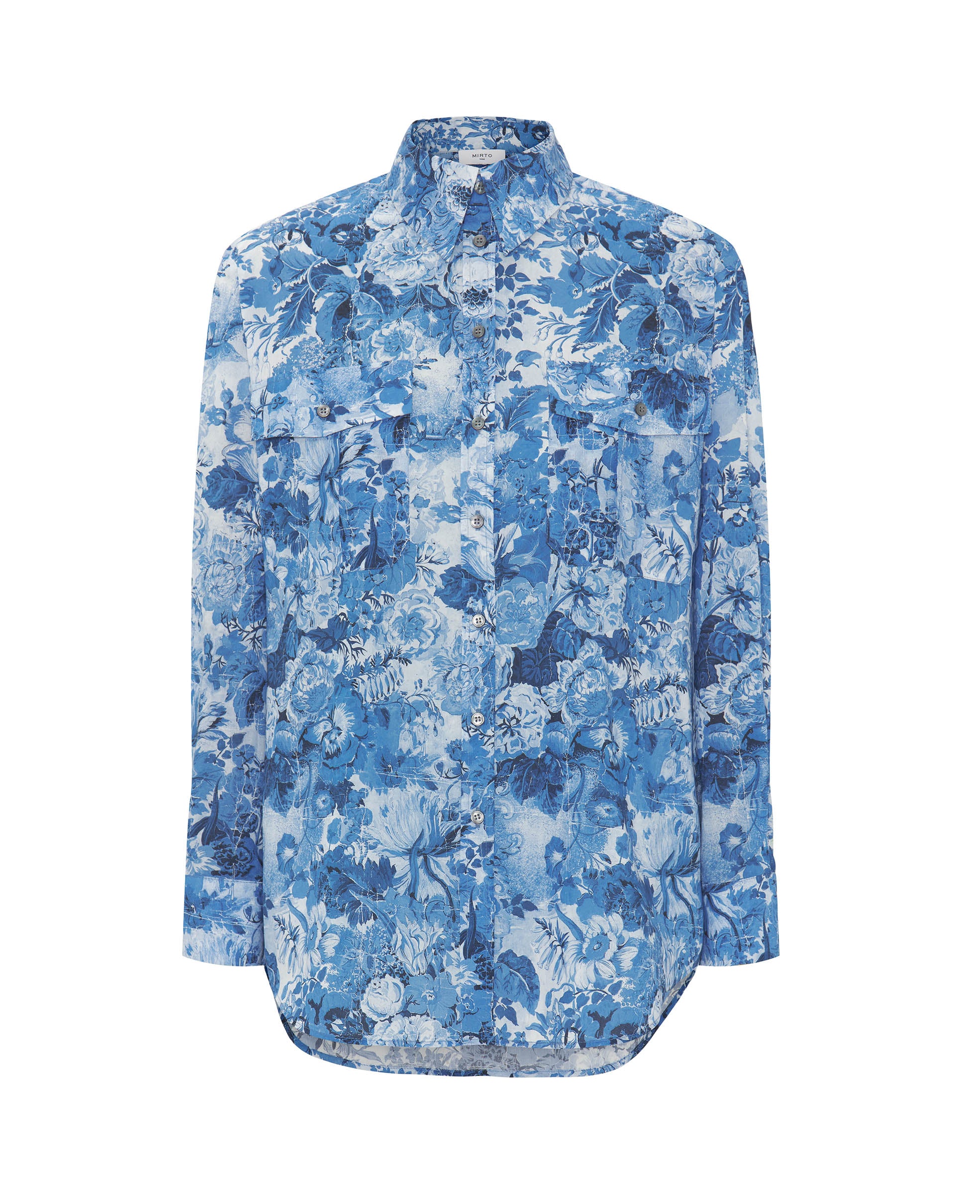 Camisa de algodón estampado floral azul by MIRTO