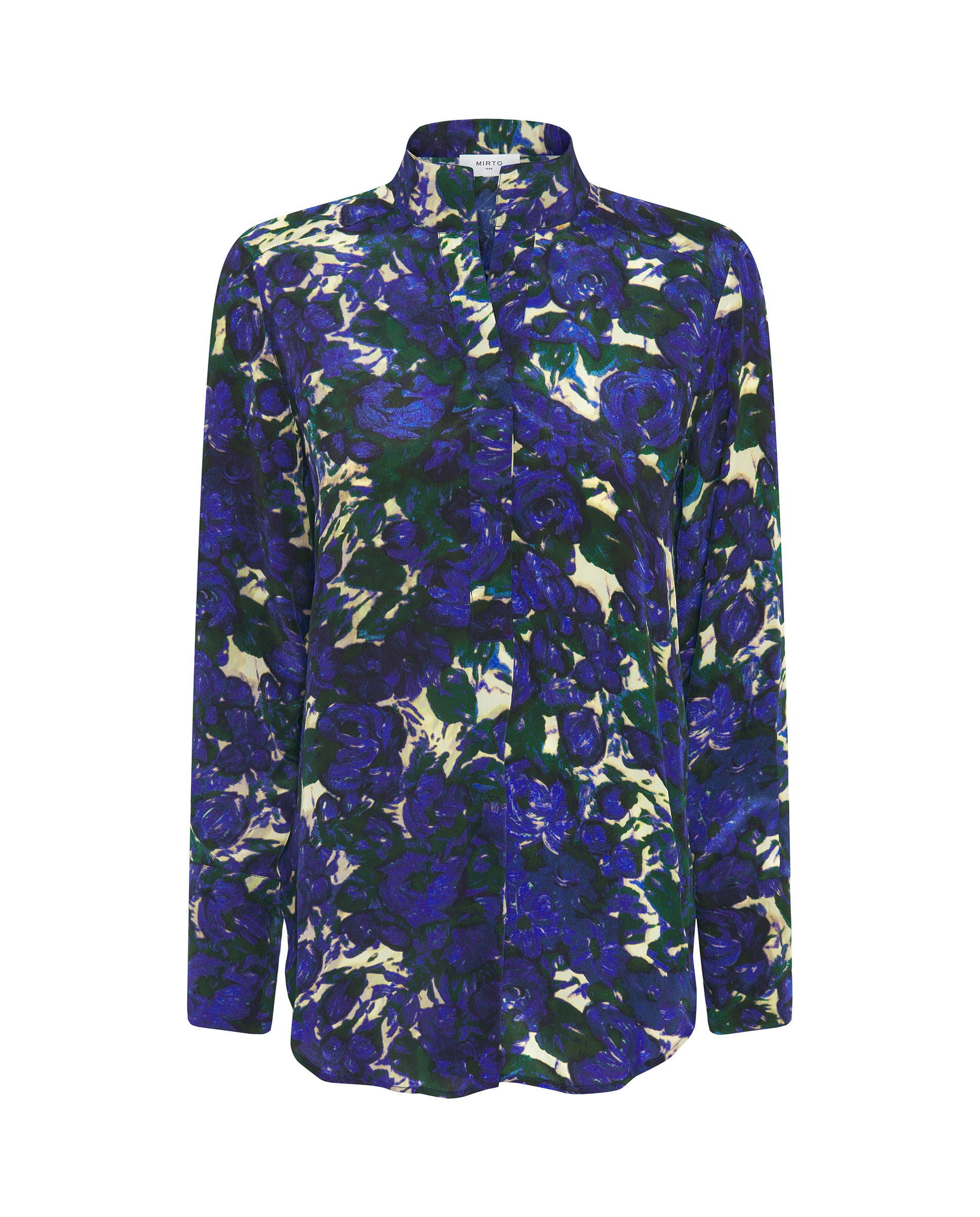 Blusa estampado floral azul y verde by MIRTO