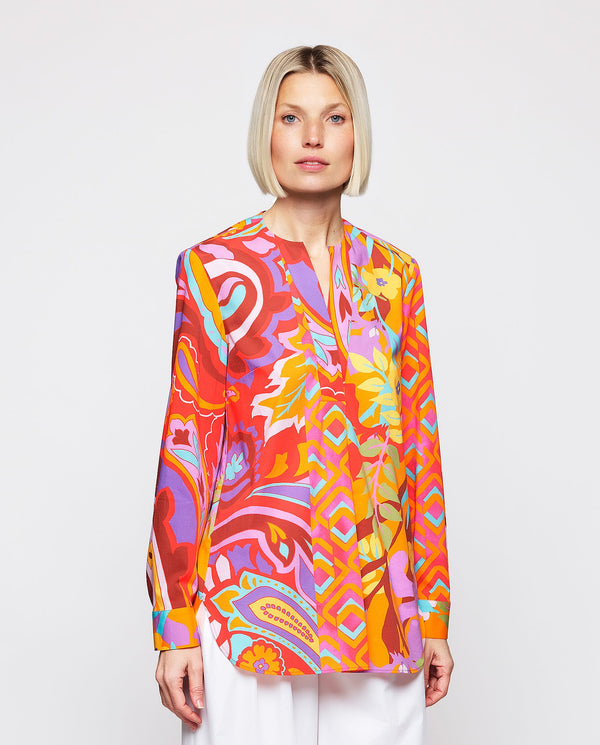 Blusa de algodón estampado multicolor by MIRTO