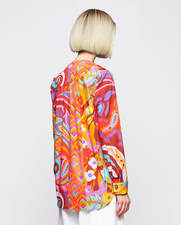 Blusa de algodón estampado multicolor by MIRTO