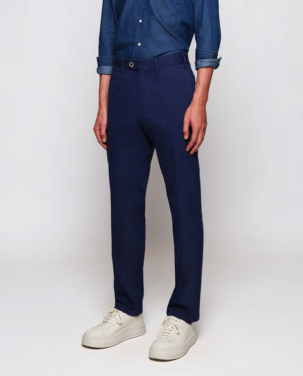 Pantalón regular fit algodón stretch azul