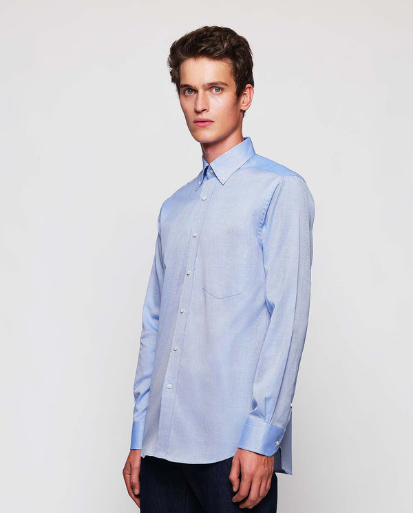 Camisa casual de algodón azul