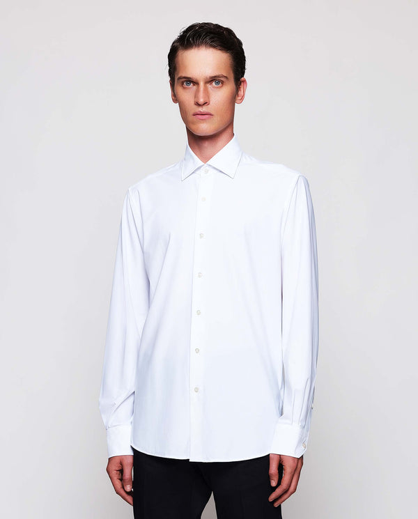 Camisa vestir técnica tailored fit lisa blanca