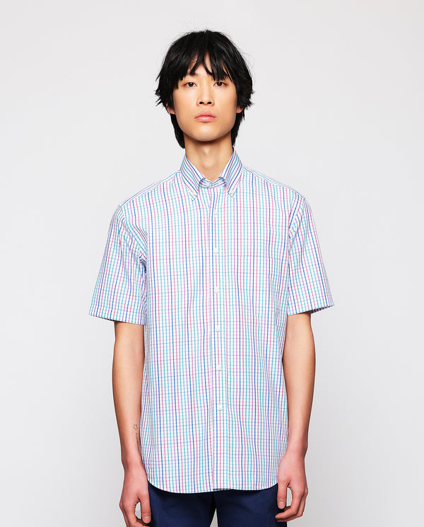 Camisa casual de algodón cuadros multicolor