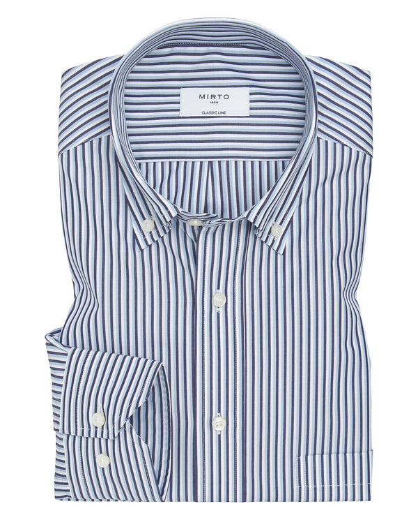 Camisa casual blanca rayas azules by MIRTO