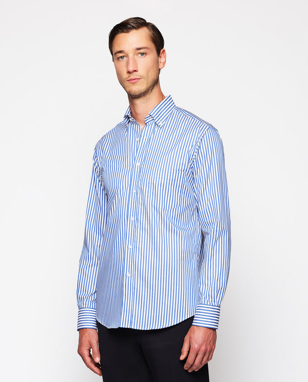 Camisa casual blanca rayas azules by MIRTO