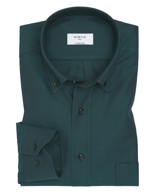 Camisa casual verde de algodón oxford by MIRTO