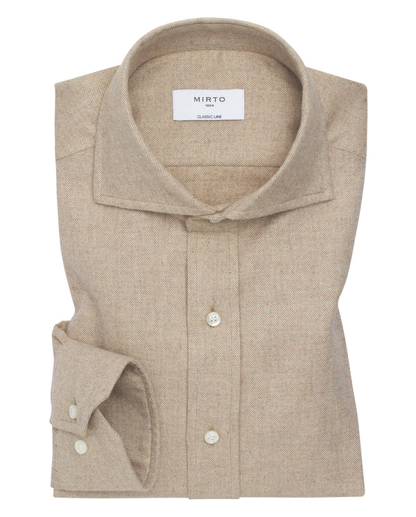 Camisa casual de franela beige