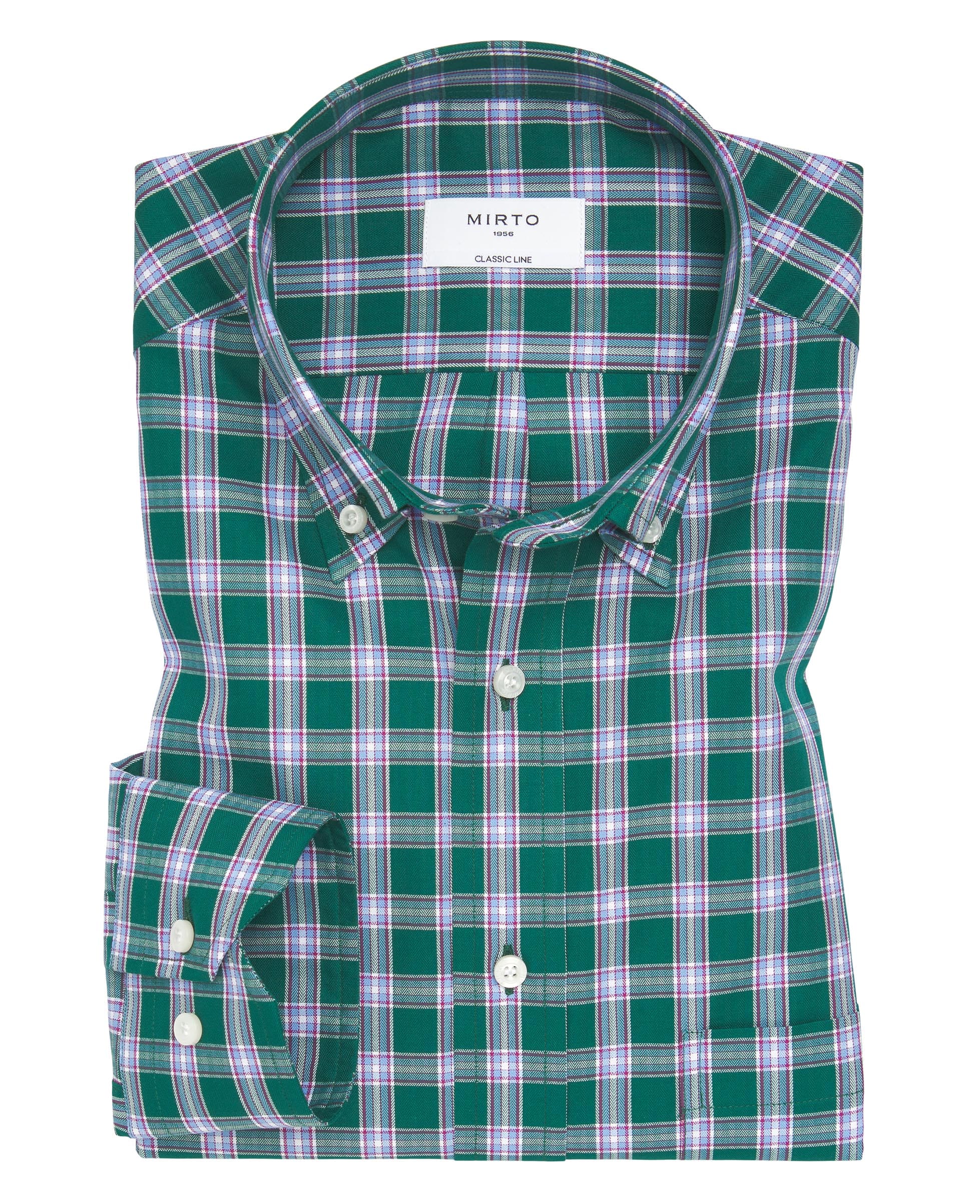 Camisa casual verde cuadros azules by MIRTO