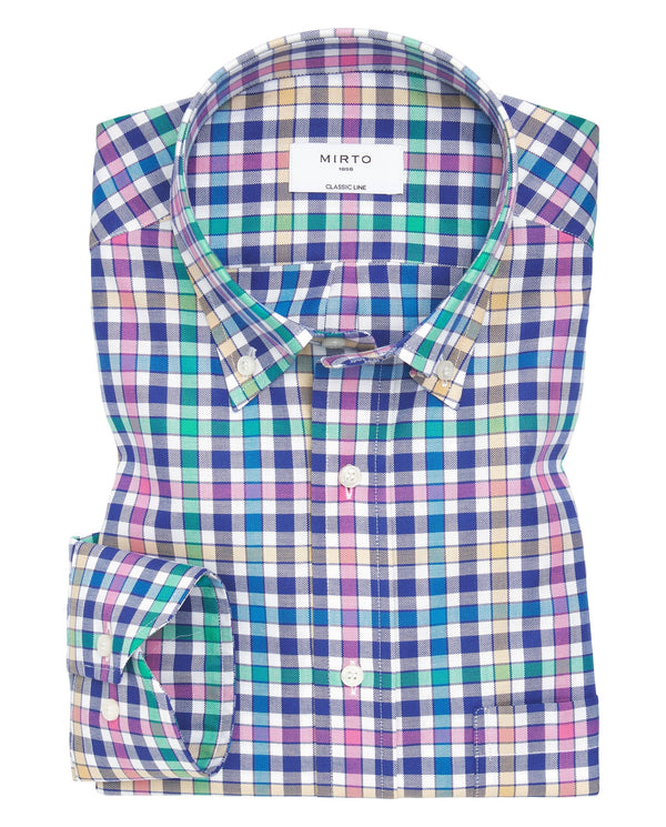 Camisa casual cuadros multicolor oxford by MIRTO