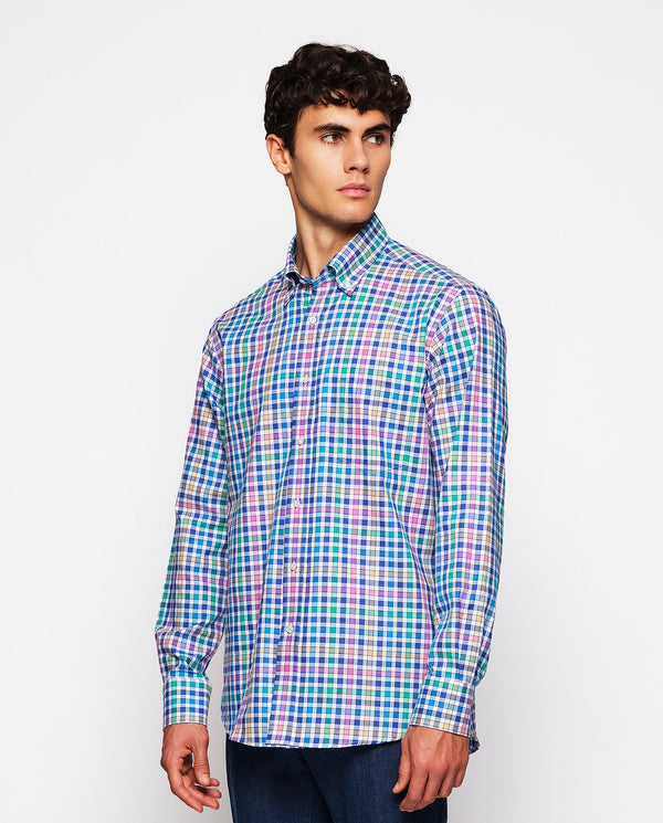 Camisa casual cuadros multicolor oxford