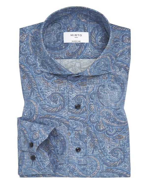 Camisa casual estampado paisley azul by MIRTO