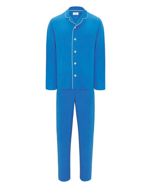 Pijama largo de punto modal azul