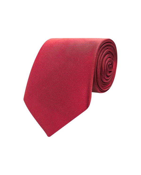 Corbata jacquard lisa de seda natural rojo
