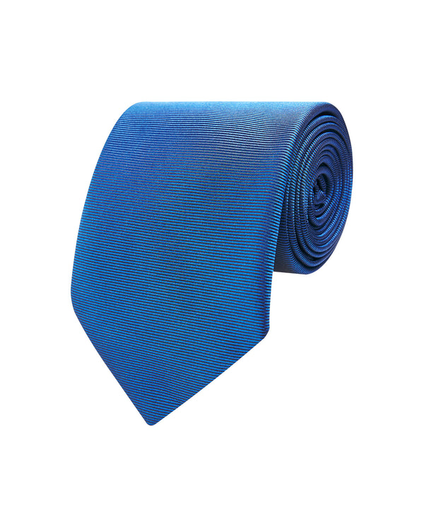 Corbata jacquard lisa de seda natural azul