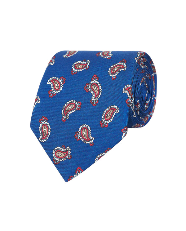 Corbata twill estampado paisley azul marino