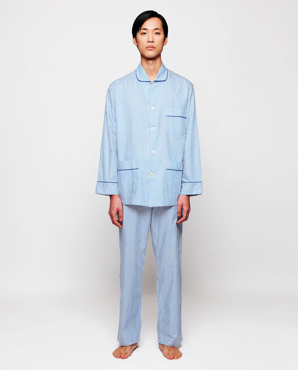 Pijama largo de algodón rayas azul by MIRTO