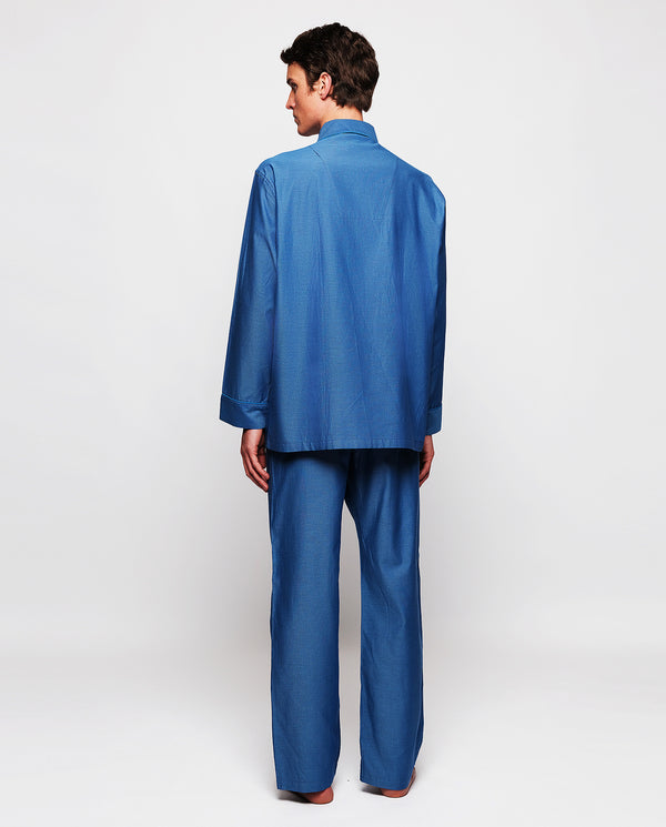 Pijama largo jacquard azul de algodón by MIRTO