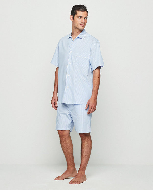 Pijama corto popelin de rayas azul by MIRTO