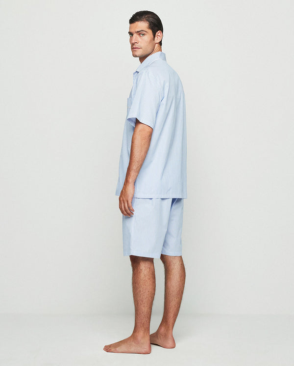 Pijama corto popelin de rayas azul by MIRTO