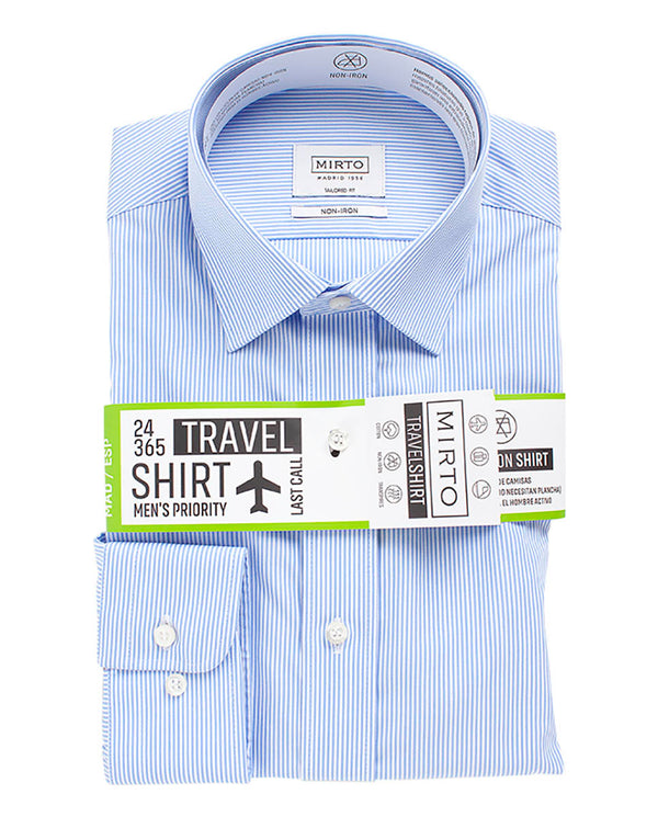 Camisa rayas semi-entallada travelshirt azul