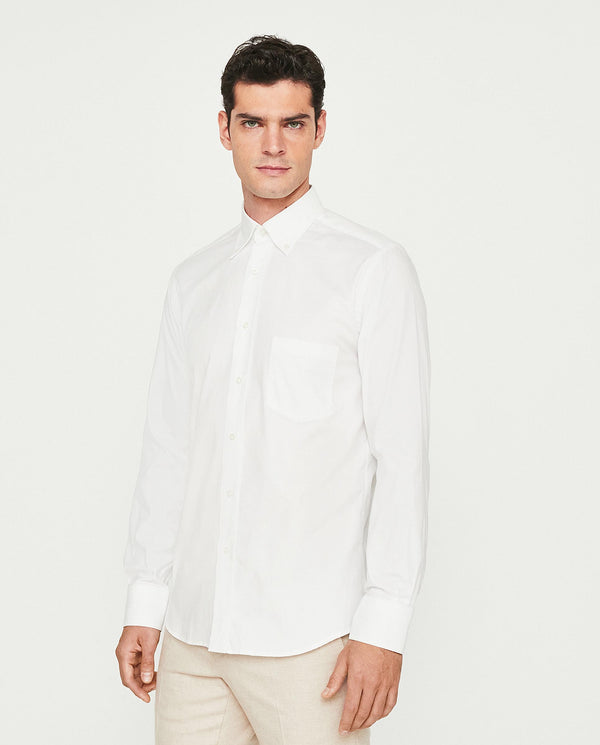 Camisa casual oxford manga larga blanco