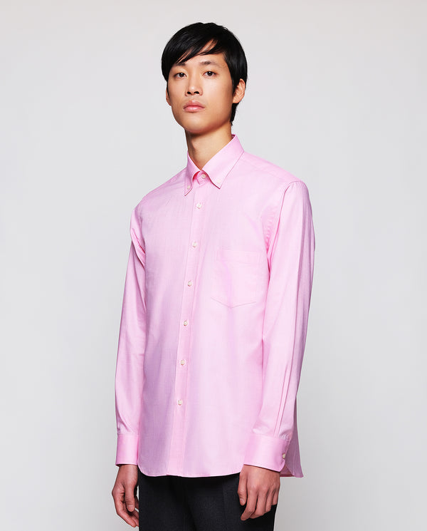 Camisa casual oxford manga larga rosa by MIRTO
