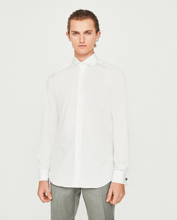 Camisa vestir puño doble popelín blanco