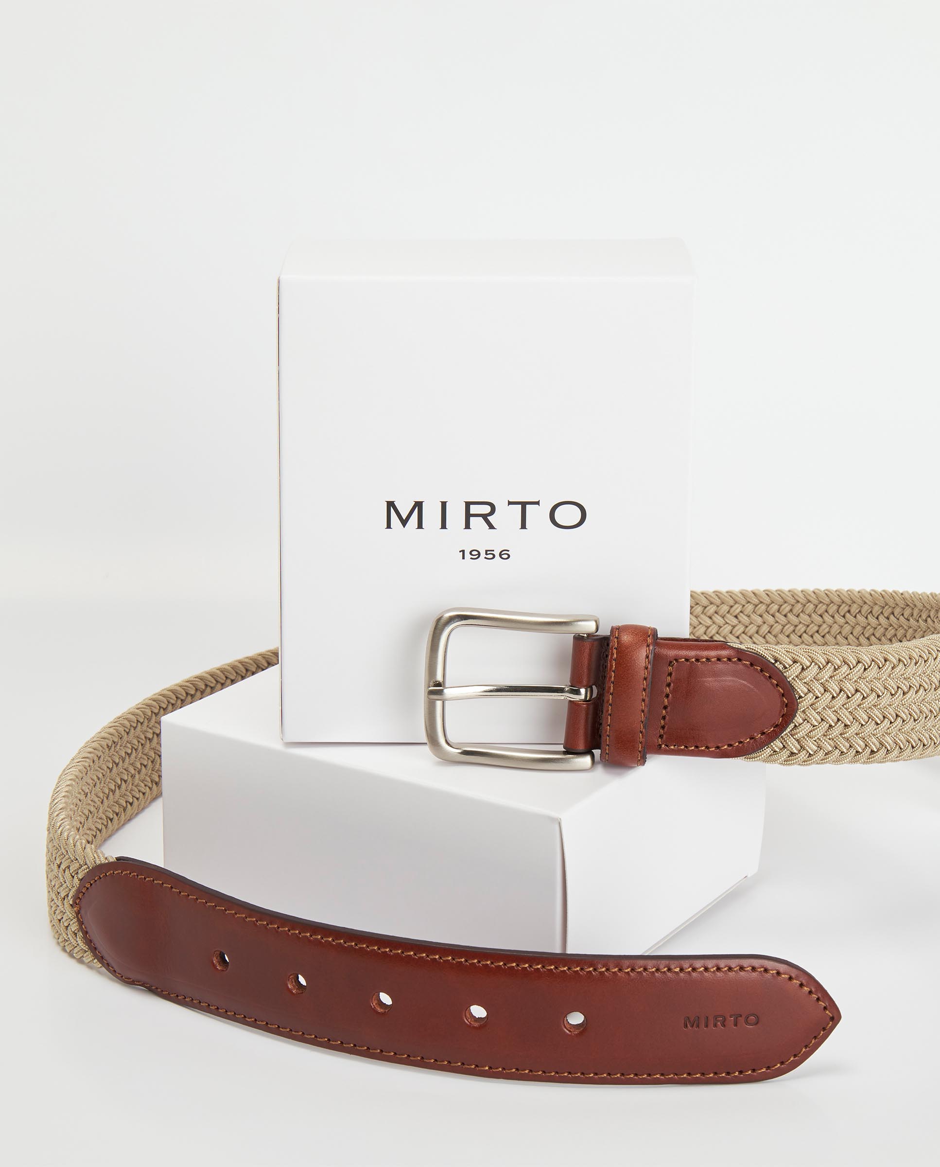 Cinturón trenzado elástico beige by MIRTO