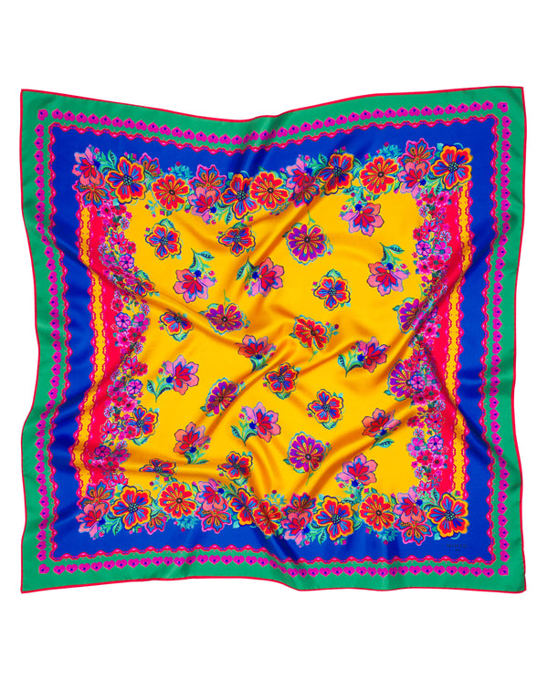 Pañuelo de seda estampado floral multicolor by MIR