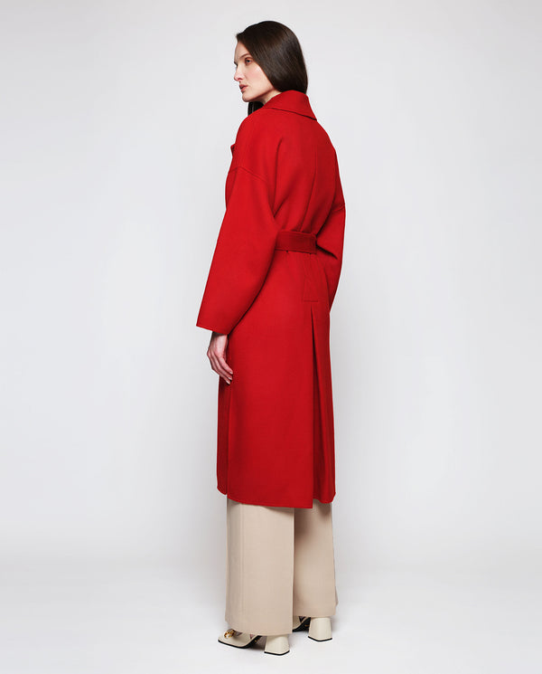 Abrigo largo de doble faz rojo by MIRTO
