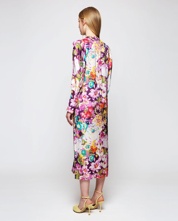 Vestido estampado floral morado by MIRTO