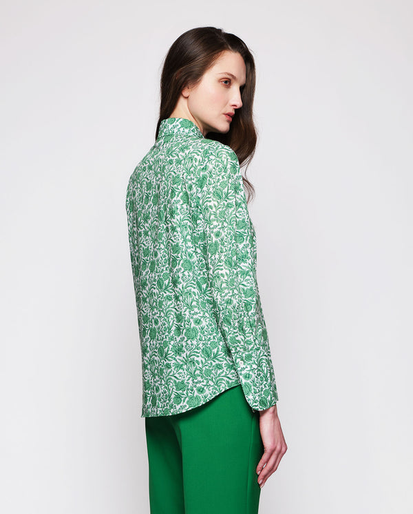 Camisa estampado floral Liberty verde by MIRTO