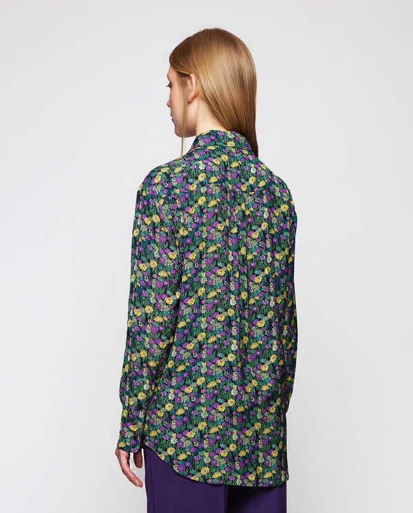 Blusa estampado floral morado y verde by MIRTO
