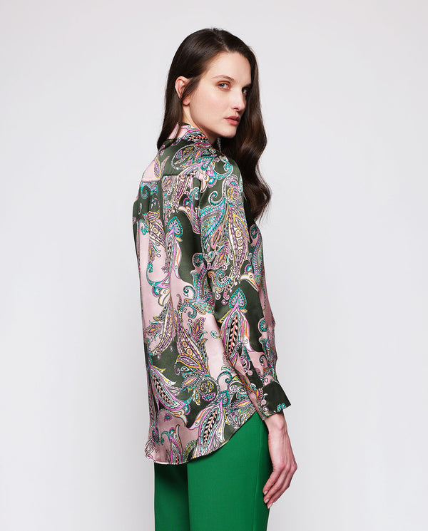Blusa de seda estampado paisley multicolor by MIRT