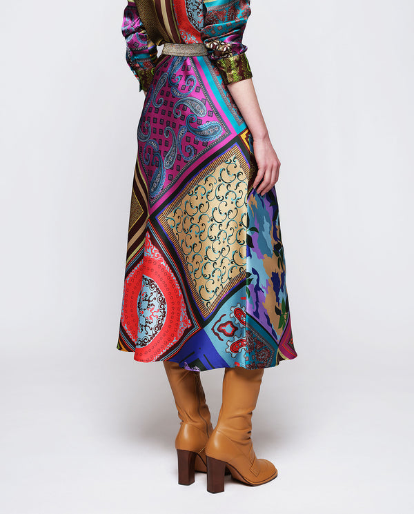 Falda estampado patchwork multicolor by MIRTO